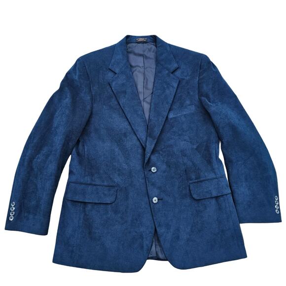 Blue Ultrasuede Jacket Size L Faux Suede Blazer Navy Teal USA Vintage Large VTG - Picture 9 of 9